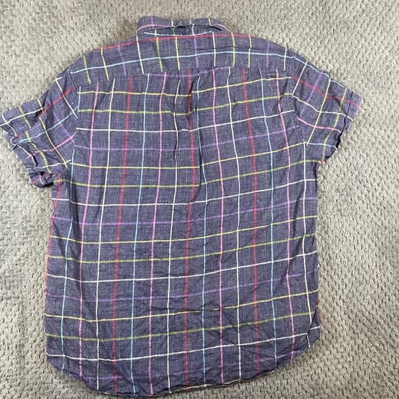 J Crew Shirt Mens Linen Short Sleeve Button Down Large Classic Fit Rainbow - Picture 4 of 6